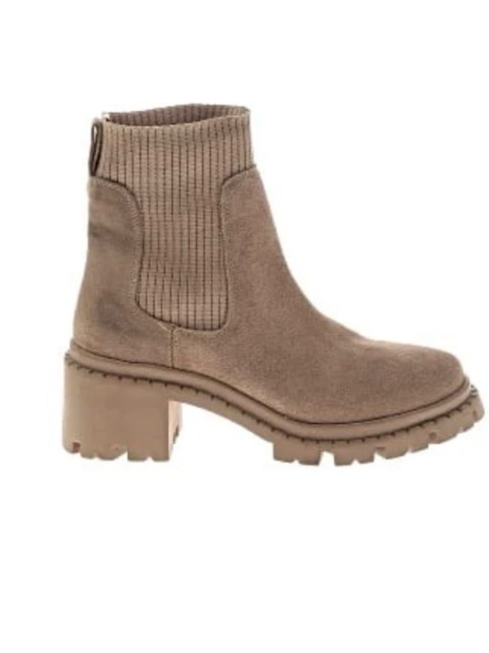 Steve Madden Taupe Suede Ribbed Chelsea Lug Boot